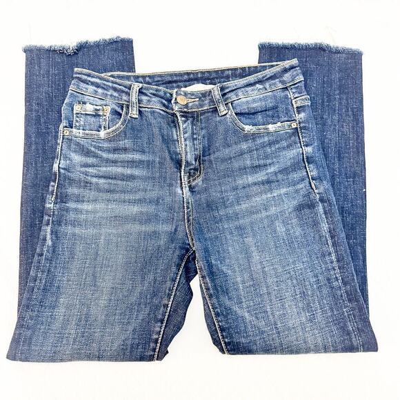 Nuee Dark Wash Indigo Wash Distressed Raw Hem Denim Jeans Size 27 - Picture 4 of 9